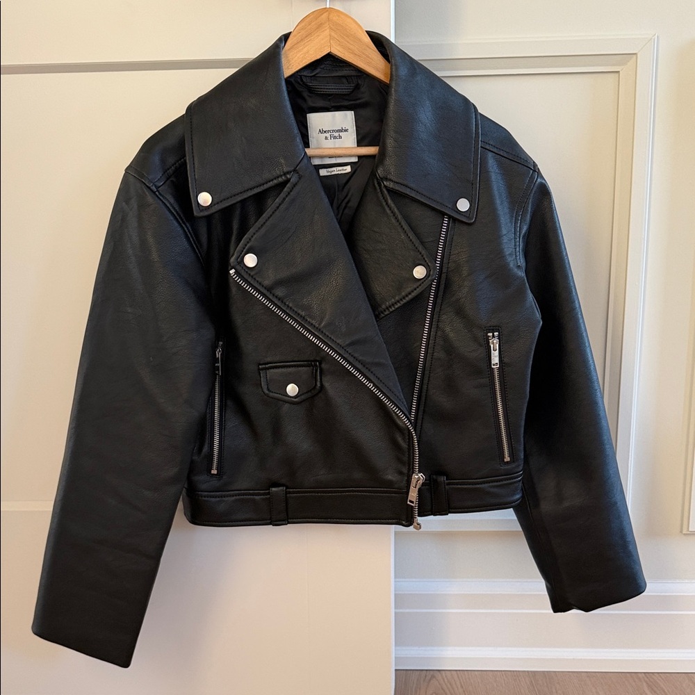 A&F Black Leather Moto Jacket